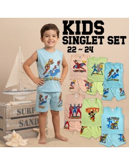 Kids Boy's Cartoon Suit Set/ Summer Boy's Singlet & Short Pant/ Baju Singlet  Super Hero Set Budak Lelaki #1110 #494
