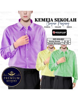 GOLD CLUB Baju Kemeja Pengawas Sekolah Lengan Panjang/ Sekolah Rendah & Sekolah Menengah