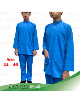 GOLD CLUB Baju Melayu Cekak Musang Set Baju Melayu Slim Fit Sekolah KAFA/ Cekak Musang Warna Biru 