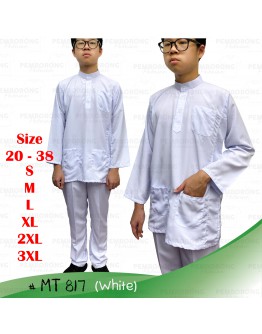 GOLD CLUB Baju Melayu Cekak Musang Set Baju Melayu Slim Fit Sekolah KAFA/ Cekak Musang Warna Putih