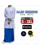 GOLD CLUB Baju Kurung Putih Sekolah Menengah/ Biru Kain Sarung/ Kain Koshibo #MT511 #MT514