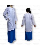 GOLD CLUB Baju Kurung Putih Sekolah Menengah/ Biru Kain Sarung/ Kain Koshibo #MT511 #MT514