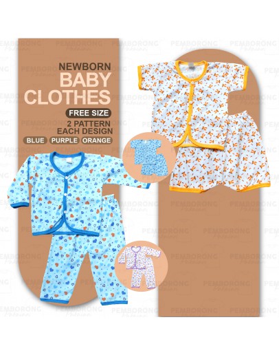 New Born Baby Cotton Suit Set Long & Short Sleeve / Baju Bayi Clothing Unisex
