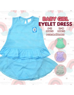 Baby Girl Eyelet Dress Suit/ Dress Bayi Berlubang/ Baby Girl Set 6-12 /12-18 Months #1287_A