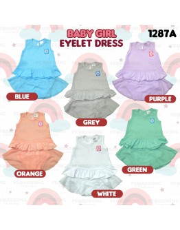 Baby Girl Eyelet Dress Suit/ Dress Bayi Berlubang/ Baby Girl Set 6-12 /12-18 Months #1287_A