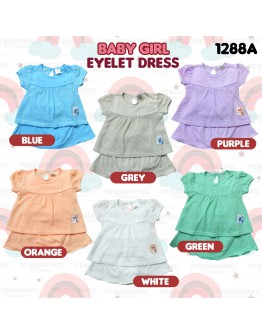 Baby Girl Eyelet Dress Suit/ Dress Bayi Berlubang/ Baby Girl Set 6-12 /12-18 Months #1288_B