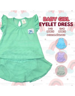 Baby Girl Eyelet Dress Suit/ Dress Bayi Berlubang/ Baby Girl Set 6-12 /12-18 Months #1287_B