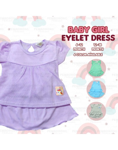 Baby Girl Eyelet Dress Suit/ Dress Bayi Berlubang/ Baby Girl Set 6-12 /12-18 Months #1288_A