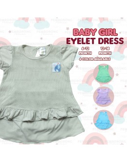 Baby Girl Eyelet Dress Suit/ Dress Bayi Berlubang/ Baby Girl Set 6-12 /12-18 Months #1288_B