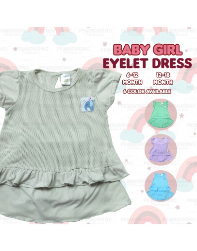 Baby Girl Eyelet Dress Suit/ Dress Bayi Berlubang/ Baby Girl Set 6-12 /12-18 Months #1288_B