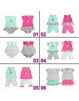Baju Bayi Perempuan Set 0-18 Month/ Baby Girl Cotton Cloth Set #H501