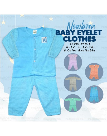 Baju Lubang bayi Eyelet Baby Cloth/ Newborn Baby Sleepwear/ Half Hole Cloth Suit