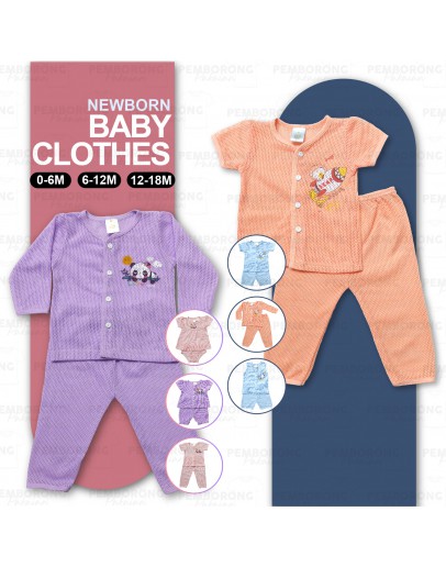 0-18 Month Newborn Baby Eyelet Suit/ Baju Bayi Set Berlubang 