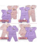 0-18 Month Newborn Baby Eyelet Suit/ Baju Bayi Set Berlubang 