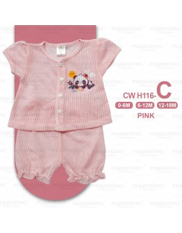 0-18 Month Newborn Baby Eyelet Suit/ Baju Bayi Set Berlubang 