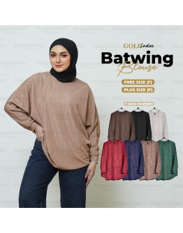 GOLD CLUB Women's Loose Batwing Blouse/ Baju Plain Blouse Wanita Lengan Panjang