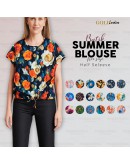 GOLD CLUB Batik Half Sleeve Blouse/ Summer Floral Shirt/ Baju Batik Wanita Casual