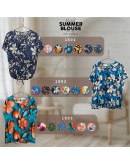 GOLD CLUB Batik Half Sleeve Blouse/ Summer Floral Shirt/ Baju Batik Wanita Casual