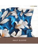 GOLD CLUB Batik Half Sleeve Blouse/ Summer Floral Shirt/ Baju Batik Wanita Casual