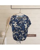 GOLD CLUB Batik Half Sleeve Blouse/ Summer Floral Shirt/ Baju Batik Wanita Casual