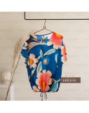 GOLD CLUB Batik Half Sleeve Blouse/ Summer Floral Shirt/ Baju Batik Wanita Casual