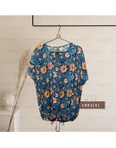 GOLD CLUB Batik Half Sleeve Blouse/ Summer Floral Shirt/ Baju Batik Wanita Casual