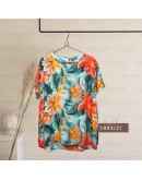 GOLD CLUB Batik Half Sleeve Blouse/ Summer Floral Shirt/ Baju Batik Wanita Casual