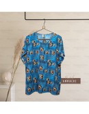 GOLD CLUB Batik Half Sleeve Blouse/ Summer Floral Shirt/ Baju Batik Wanita Casual