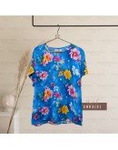 GOLD CLUB Batik Half Sleeve Blouse/ Summer Floral Shirt/ Baju Batik Wanita Casual