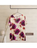 GOLD CLUB Batik Half Sleeve Blouse/ Summer Floral Shirt/ Baju Batik Wanita Casual