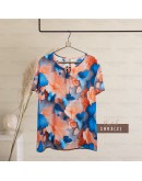 GOLD CLUB Batik Half Sleeve Blouse/ Summer Floral Shirt/ Baju Batik Wanita Casual