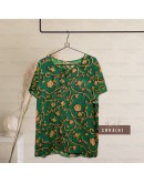 GOLD CLUB Batik Half Sleeve Blouse/ Summer Floral Shirt/ Baju Batik Wanita Casual