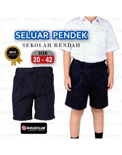 GOLD CLUB Seluar Pendek Biru Sekolah Rendah / Primary School Boy Short Pant/ Kemeja Putih Sekolah