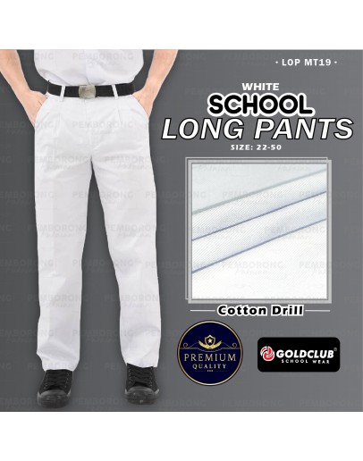 GOLD CLUB Seluar Sekolah Putih/ Seluar Bulan Sabit Merah PBSM/ School White Long Pants
