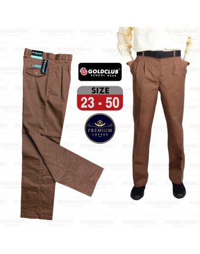 GOLD CLUB Size 23 - 50 / MRSM Seluar Sekolah Pengawas Coklat Panjang/ School Brown Long Pants