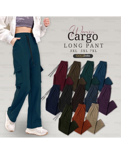 GOLD CLUB Bamboo Slack Cargo Casual Straight Cut Long Pant Stretchable/ Seluar Kargo Perempuan 