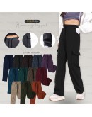 GOLD CLUB Bamboo Slack Cargo Casual Straight Cut Long Pant Stretchable/ Seluar Kargo Perempuan 