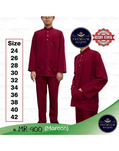 Baju Melayu Cekak Musang Set Baju Melayu Slim Fit/ Cekak Musang Warna Maroon #MR 900