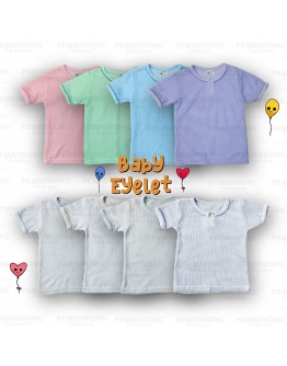 Baju Baby Berlubang / Baby Short Sleeve Eyelet T Shirts With Button/SG601