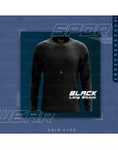 GOLD CLUB Long Sleeve Plain Microfiber T-shirt BLACK & WHITE