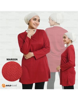 GOLD CLUB Jersey Muslimah Plain Bercorak/ Jersi Sukan Muslimah / Baju Muslimah V Neck Sport 