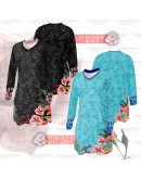 GOLD CLUB Jersey Muslimah Plus Size/ Baju Jersi Muslimah Corak Bunga/ T-shirt Muslimah M-7XL/ Full Printing Jersey Part 2