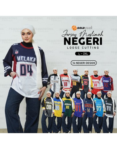 GOLD CLUB Oversize Jersey Muslimah Negeri Malaysia/ Jersi Muslimah Sukan Limited Edition