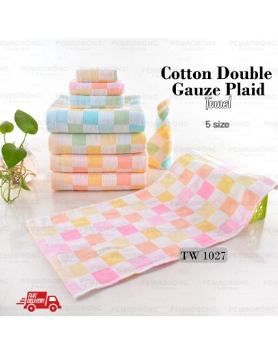 Face Towel/Bath Towel/Baby Cotton Double Gauze Plaid Towel/ Tuala Cotton